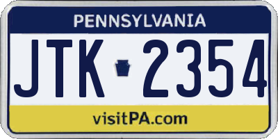 PA license plate JTK2354