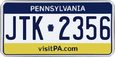 PA license plate JTK2356