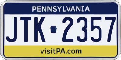 PA license plate JTK2357