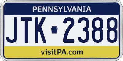 PA license plate JTK2388