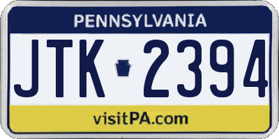 PA license plate JTK2394