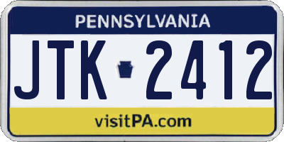 PA license plate JTK2412