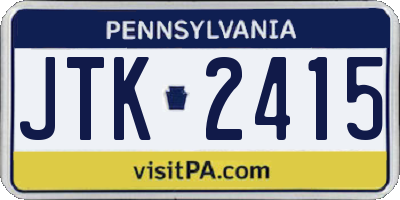 PA license plate JTK2415