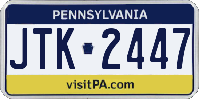 PA license plate JTK2447