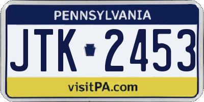 PA license plate JTK2453