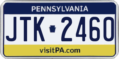 PA license plate JTK2460