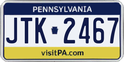 PA license plate JTK2467