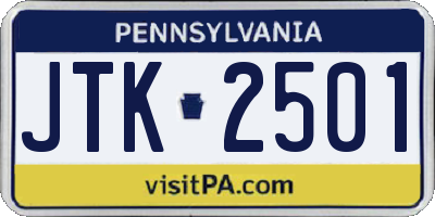 PA license plate JTK2501