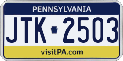 PA license plate JTK2503
