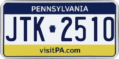 PA license plate JTK2510