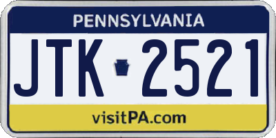 PA license plate JTK2521