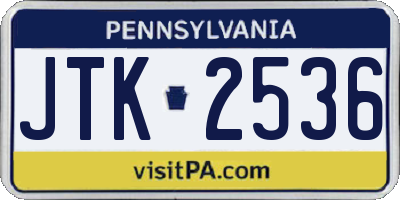 PA license plate JTK2536