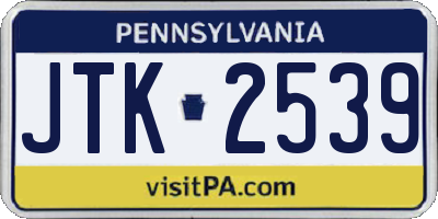 PA license plate JTK2539