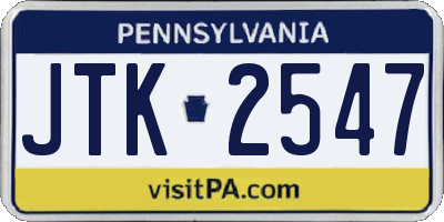 PA license plate JTK2547