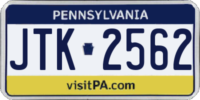 PA license plate JTK2562