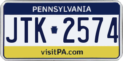 PA license plate JTK2574