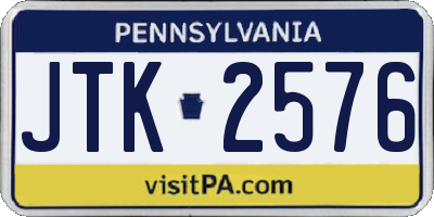PA license plate JTK2576