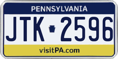 PA license plate JTK2596