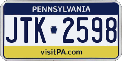 PA license plate JTK2598