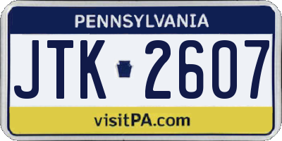 PA license plate JTK2607