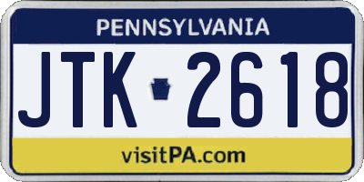 PA license plate JTK2618