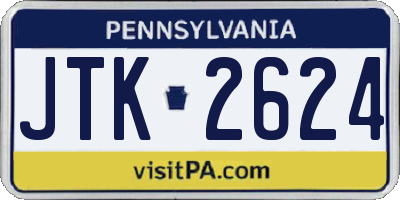 PA license plate JTK2624