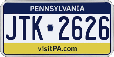 PA license plate JTK2626