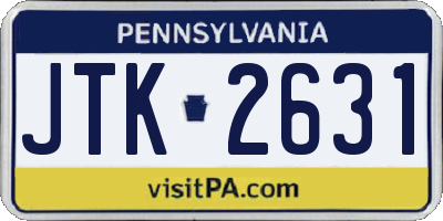 PA license plate JTK2631