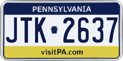 PA license plate JTK2637