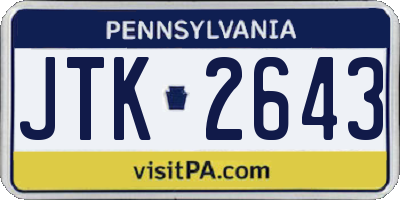 PA license plate JTK2643