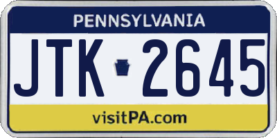 PA license plate JTK2645