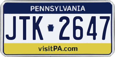PA license plate JTK2647