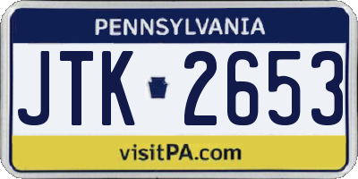 PA license plate JTK2653