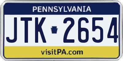 PA license plate JTK2654