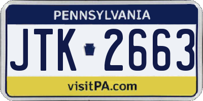 PA license plate JTK2663