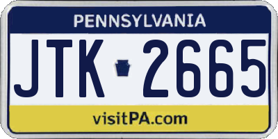 PA license plate JTK2665