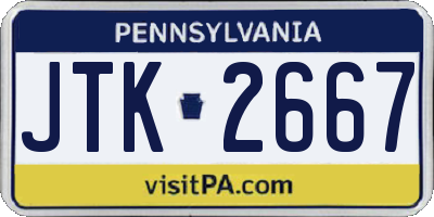 PA license plate JTK2667