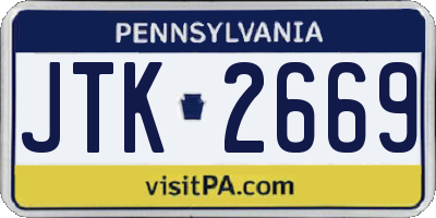 PA license plate JTK2669