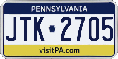 PA license plate JTK2705