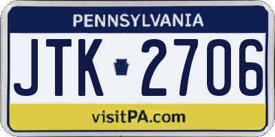 PA license plate JTK2706