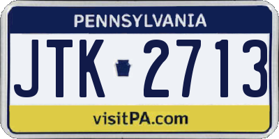 PA license plate JTK2713