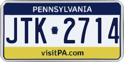 PA license plate JTK2714