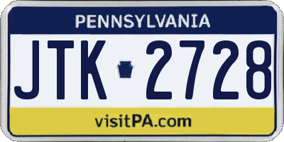 PA license plate JTK2728