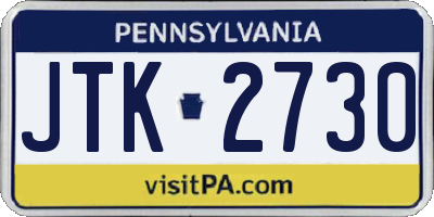 PA license plate JTK2730