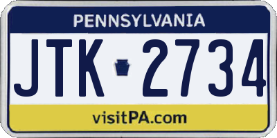 PA license plate JTK2734