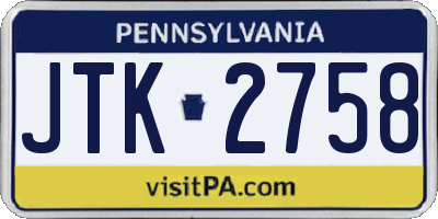 PA license plate JTK2758
