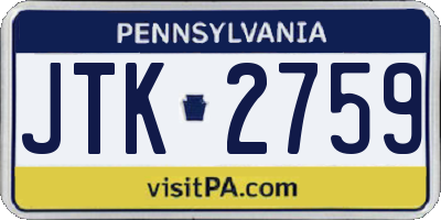 PA license plate JTK2759