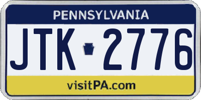 PA license plate JTK2776