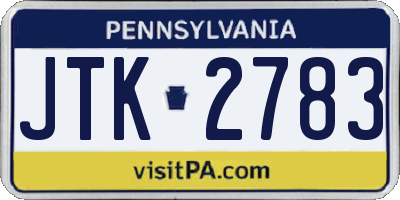 PA license plate JTK2783