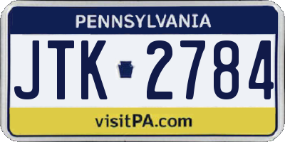 PA license plate JTK2784
